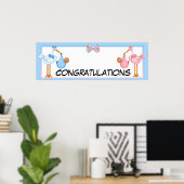 Baby shower Banner van de Afrikaanse Amerikaanse T Poster (Thuiskantoor)