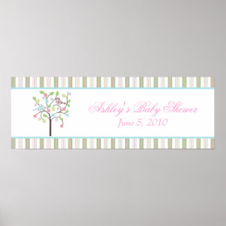 Baby shower banner van Love Bird Tree Stripes Poster