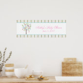 Baby shower banner van Love Bird Tree Stripes Poster (Keuken)