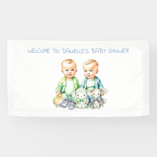 Baby shower banner voor Twin Boys te ondertekenen (Horizontaal)
