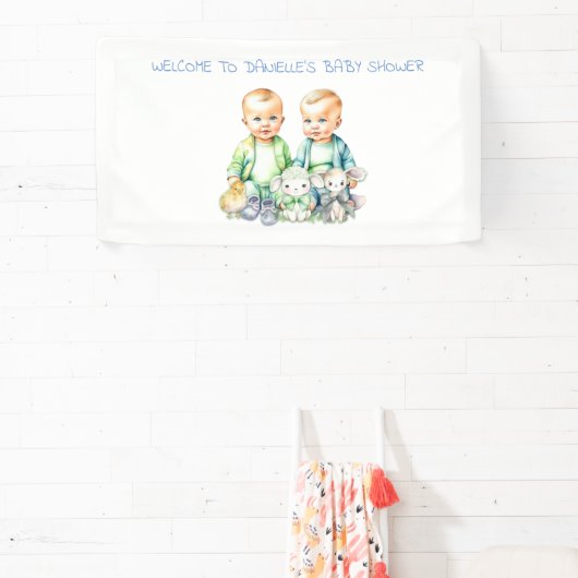 Baby shower banner voor Twin Boys te ondertekenen (Insitu)