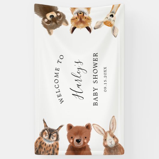 Baby shower Banner Woodland Animals (Verticaal)