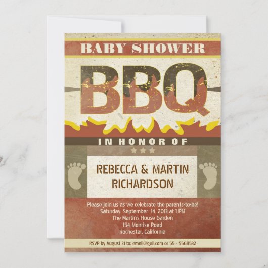baby shower barbecue  uitnodigingen (Voorkant)