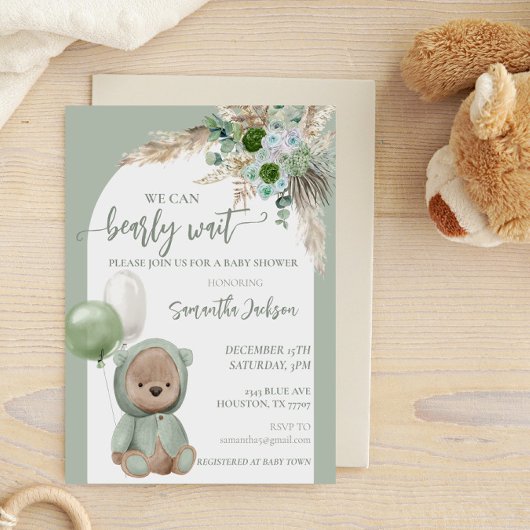 Baby shower Barly Wait Green Boho Beer Kaart