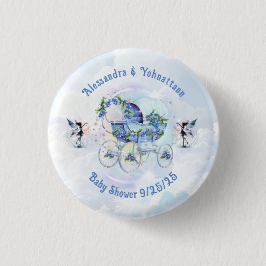 Baby shower Bash Blueberry Gnome Button (Voorkant)