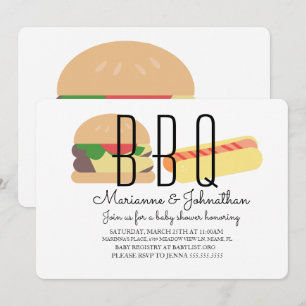 Baby Shower BBQ Baby Q Achtertuin Hot Dog Hamburge Kaart