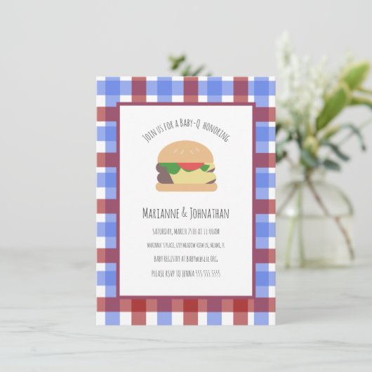 Baby shower BBQ Backyard Hamburger Pset Kaart (Staand voorkant)