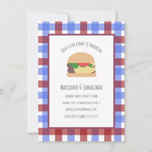 Baby shower BBQ Backyard Hamburger Pset Kaart (Voorkant)