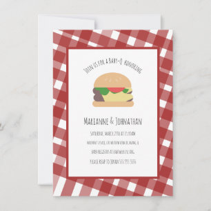 Baby shower BBQ Backyard Hamburger Pset Red Kaart