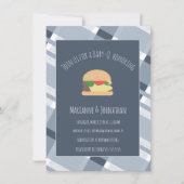 Baby shower BBQ Backyard Pset Blue Invitation Kaart (Voorkant)