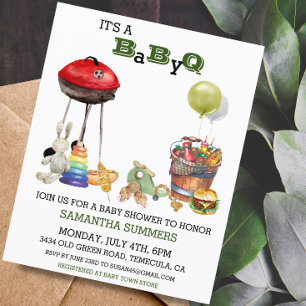 Baby Shower BBQ Barbecue Aquarel 