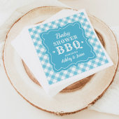 Baby shower BBQ Blauw en Wit Gingham Plaid Servetten