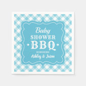Baby shower BBQ Blauw en Wit Gingham Plaid Servetten (Voorkant)