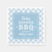 Baby shower BBQ Bleek Blue en White Gingham Pset Servet (Voorkant)