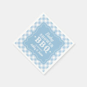 Baby shower BBQ Bleek Blue en White Gingham Pset Servet (Hoek)