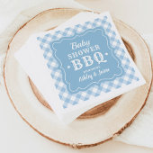 Baby shower BBQ Bleek Blue en White Gingham Pset Servet