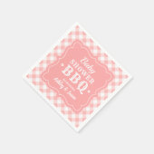 Baby shower BBQ Blush Pink and White Gingham Pset Servet (Hoek)