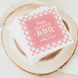 Baby shower BBQ Blush Pink and White Gingham Pset Servet