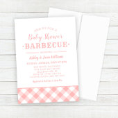 Baby shower BBQ Blush Pink Gingham Pset Kaart