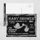 Baby Shower | BBQ | Chalkboard Uitnodiging Briefkaart (Voorkant / Achterkant)
