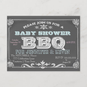 Baby Shower   BBQ   Chalkboard Uitnodiging Briefkaart
