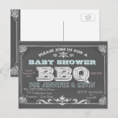 Baby Shower | BBQ | Chalkboard Uitnodiging Briefkaart (Voorkant / Achterkant)