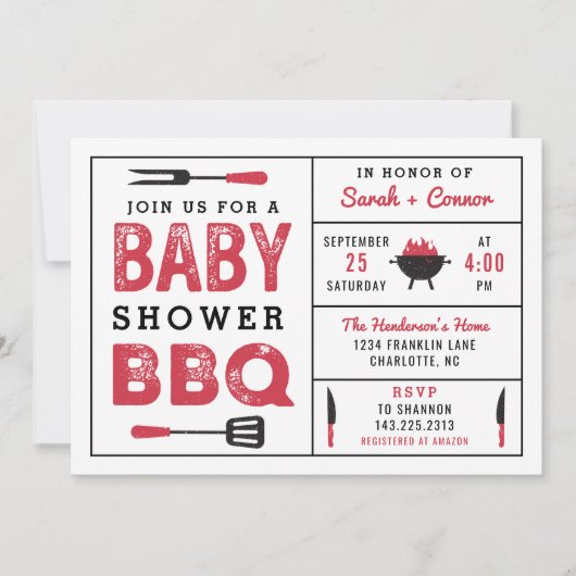 Baby shower BBQ Couple's Shower Invitation (Voorkant)