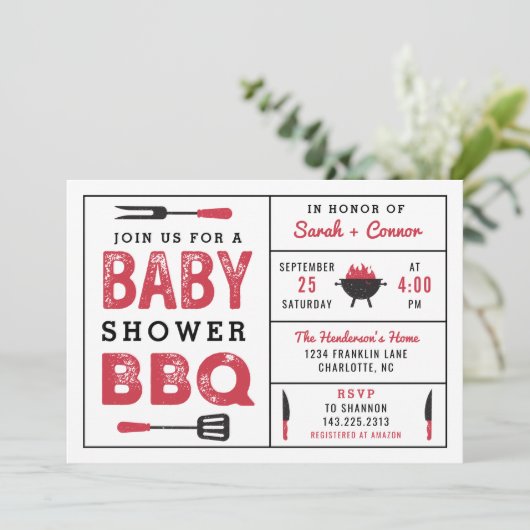 Baby shower BBQ Couple's Shower Invitation (Staand voorkant)