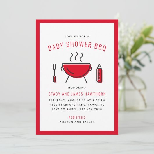 Baby shower BBQ Couple's Shower Invitation (Staand voorkant)