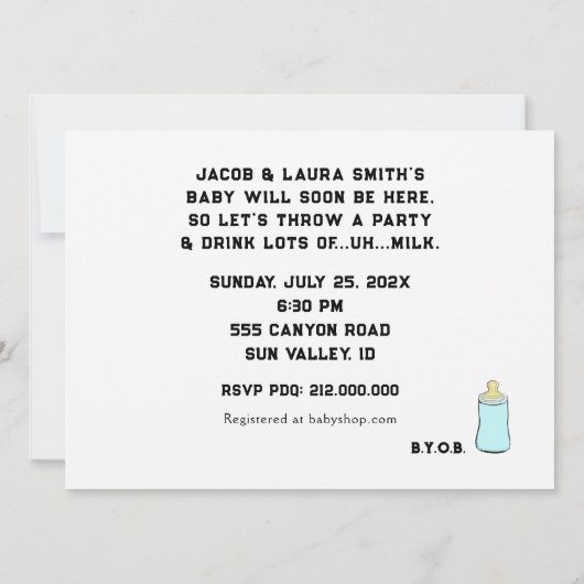 BABY SHOWER BBQ KAART (Achterkant)