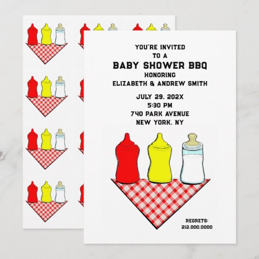 BABY SHOWER BBQ KAART (Voorkant / Achterkant)