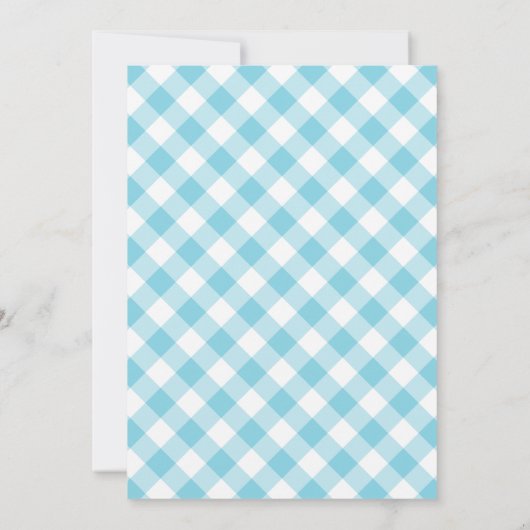 Baby shower BBQ Light Blue Gingham Pset Kaart (Achterkant)