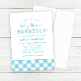 Baby shower BBQ Light Blue Gingham Pset Kaart