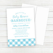 Baby shower BBQ Light Blue Gingham Pset Kaart