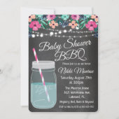baby shower BBQ Mason Jar Invitation Kaart (Voorkant)