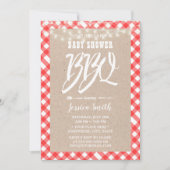 Baby shower BBQ Red Pset Rustic Kraft Kaart (Voorkant)