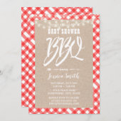 Baby shower BBQ Red Pset Rustic Kraft Kaart (Voorkant / Achterkant)