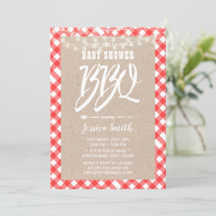 Baby shower BBQ Red Pset Rustic Kraft Kaart
