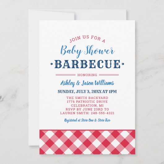 Baby shower BBQ Red White en Blue Kaart (Voorkant)