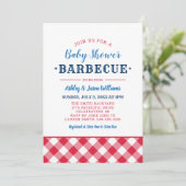 Baby shower BBQ Red White en Blue Kaart (Staand voorkant)