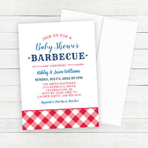 Baby shower BBQ Red White en Blue Kaart