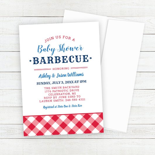 Baby shower BBQ Red White en Blue Kaart