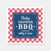 Baby shower BBQ Red White Navy Blue Gingham Pset Servetten (Voorkant)