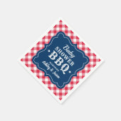 Baby shower BBQ Red White Navy Blue Gingham Pset Servetten (Hoek)