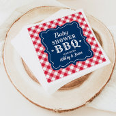Baby shower BBQ Red White Navy Blue Gingham Pset Servetten