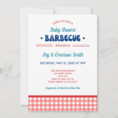 Baby shower BBQ Rood Wit en Blauw Kaart (Voorkant)