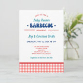 Baby shower BBQ Rood Wit en Blauw Kaart (Staand voorkant)