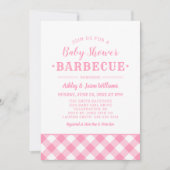 Baby Shower BBQ Roze Gingham Plaid Kaart (Voorkant)
