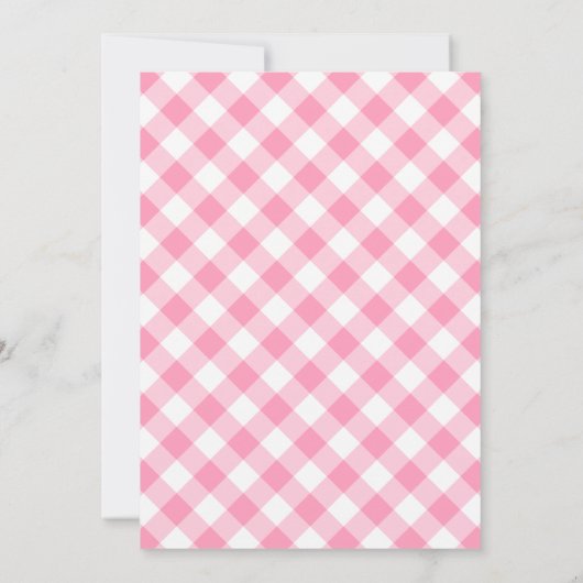 Baby shower BBQ Roze Gingham Pset Kaart (Achterkant)