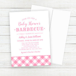 Baby shower BBQ Roze Gingham Pset Kaart